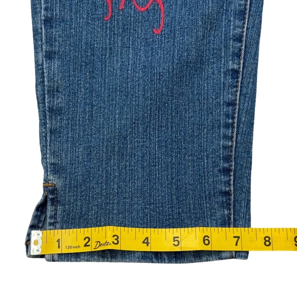 Black Label‎ Y2K Capri Jeans 13 14 Rose Graphic Blue